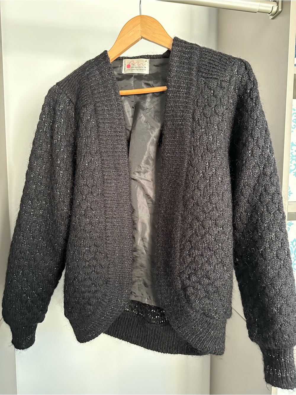 Metallic Black Open-Front Women’s Cardigan Sweater jacket - Picture 2 of 8